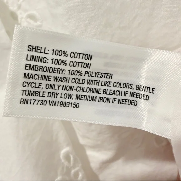 White Floral Eyelets Cotton Maxi Skirt with Elastic Waist and Pockets - Picture 5 of 7